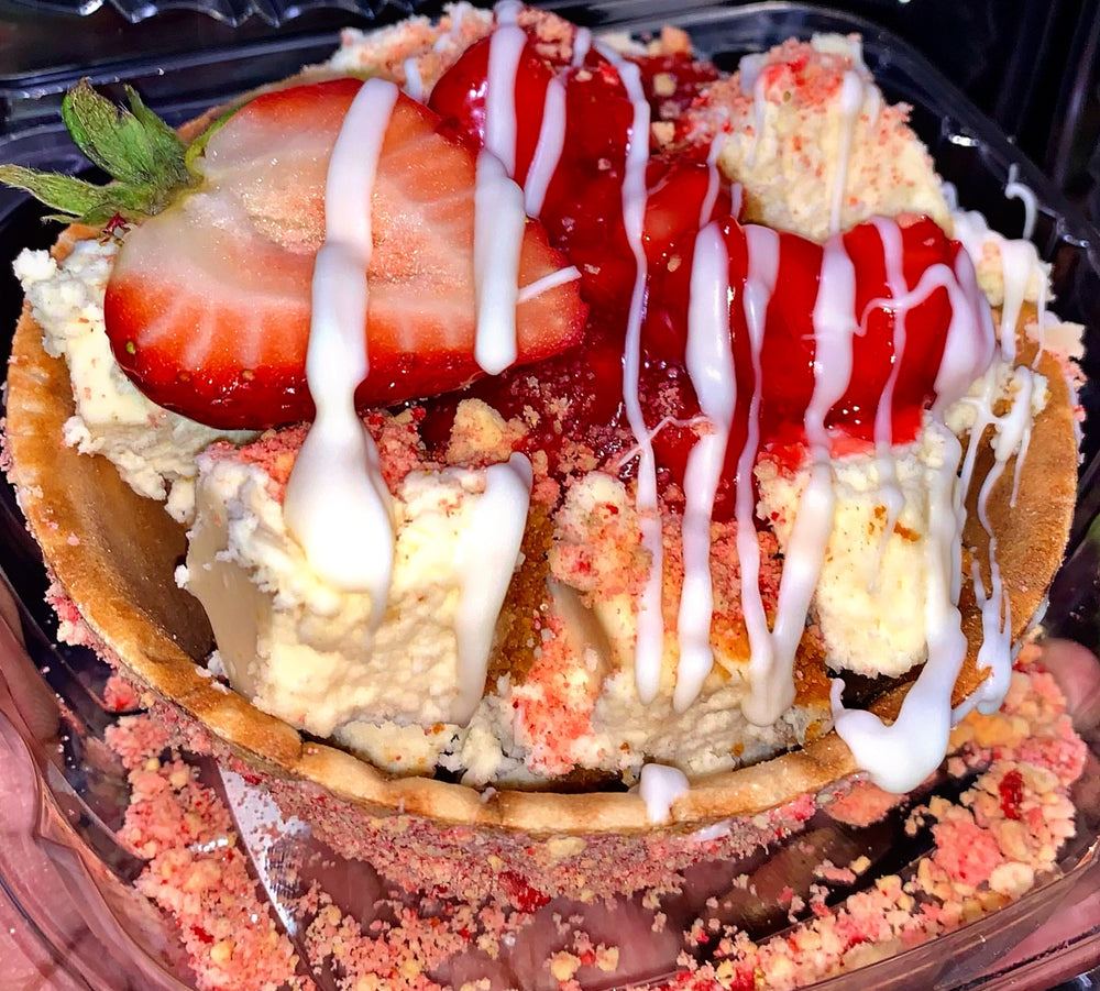 Strawberry Cheesecake Stuffed Waffle Bowl